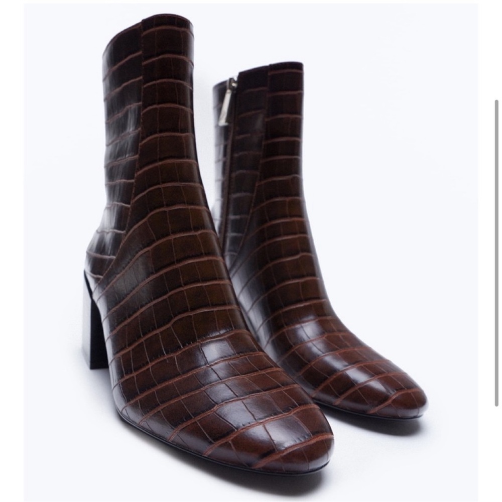 Zara Brown croc boots